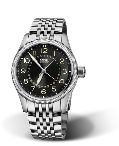 Big Crown Pointer Date, 40mm, Black, Stainless steel Strap, Stainless steel screw-in security crown, Multi-piece stainless steel case
