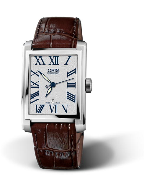 Rectangular Date, 30.00 x 44mm, Grey, Leather Strap, Stainless steel crown, Multi-piece stainless steel case