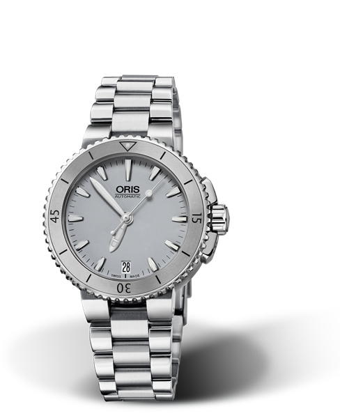 Aquis Date, 36.00 mm, Grey, Stainless steel Strap, Stainless steel screw-in security crown, Multi-piece stainless steel case