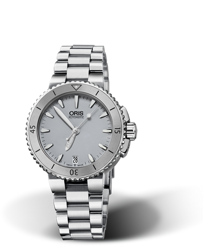 Aquis Date, 36.00 mm, Grey, Stainless steel Strap, Stainless steel screw-in security crown, Multi-piece stainless steel case