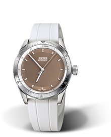 Artix GT Date, 37mm, Brown, Rubber Strap, Stainless steel screw-in security crown, Multi-piece stainless steel case, minutes scale top ring