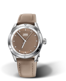 Artix GT Date, 37mm, Brown, Leather Strap, Stainless steel screw-in security crown, Multi-piece stainless steel case, minutes scale top ring
