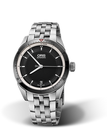 Artix GT Date, 37mm, Black, Stainless steel Strap, Stainless steel screw-in security crown, Multi-piece stainless steel case, ceramic minutes scale top ring