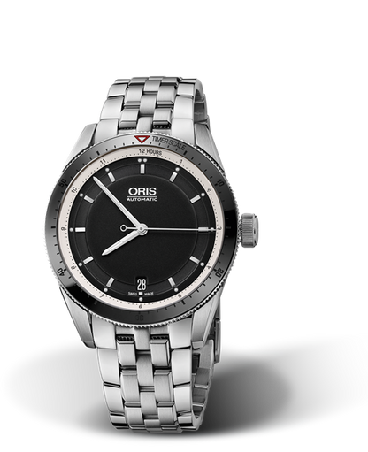 Artix GT Date, 37mm, Black, Stainless steel Strap, Stainless steel screw-in security crown, Multi-piece stainless steel case, ceramic minutes scale top ring