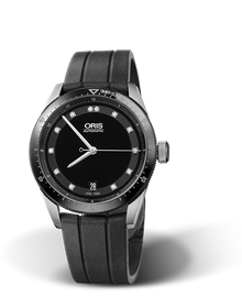 Artix GT Date, Diamonds, 37mm, Black, Rubber Strap, Stainless steel screw-in security crown, Multi-piece stainless steel case, ceramic minutes scale top ring