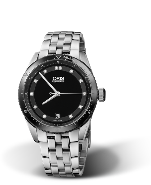 Artix GT Date, Diamonds, 37mm, Black, Stainless steel Strap, Stainless steel screw-in security crown, Multi-piece stainless steel case, ceramic minutes scale top ring