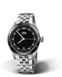 Artix GT Date, Diamonds, 37mm, Black, Stainless steel Strap, Stainless steel screw-in security crown, Multi-piece stainless steel case, ceramic minutes scale top ring