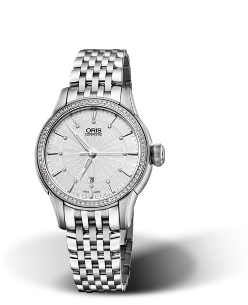 Artelier Date Diamonds, 31mm, Grey, Stainless steel Strap, Stainless steel crown, Multi-piece stainless steel case, set with 72 Top Wesselton G, VS 1 diamonds (0,324 ct.)