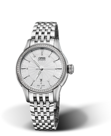 Artelier Date Diamonds, 31mm, Grey, Stainless steel Strap, Stainless steel crown, Multi-piece stainless steel case, set with 72 Top Wesselton G, VS 1 diamonds (0,324 ct.)