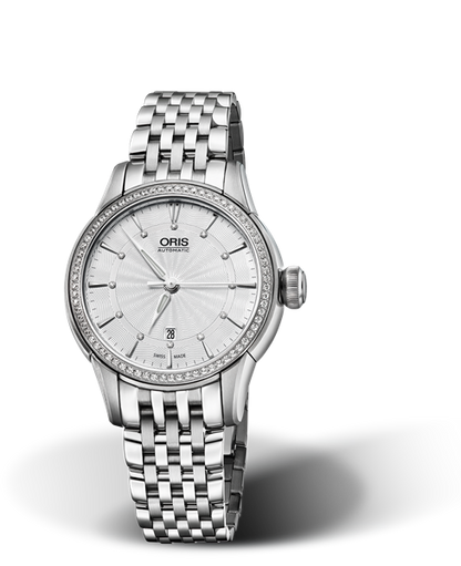 Artelier Date Diamonds, 31mm, Grey, Stainless steel Strap, Stainless steel crown, Multi-piece stainless steel case, set with 72 Top Wesselton G, VS 1 diamonds (0,324 ct.)