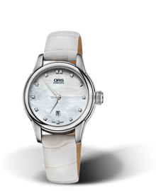 Artelier Date Diamonds, 31mm, White, Leather Strap, Stainless steel crown, Multi-piece stainless steel case