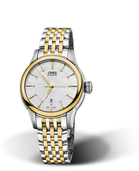 Artelier Date Diamonds, 31mm, Grey, Stainless steel Strap, Stainless steel crown, Multi-piece stainless steel case, yellow gold PVD plated top ring