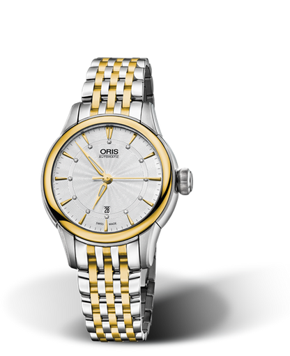 Artelier Date Diamonds, 31mm, Grey, Stainless steel Strap, Stainless steel crown, Multi-piece stainless steel case, yellow gold PVD plated top ring