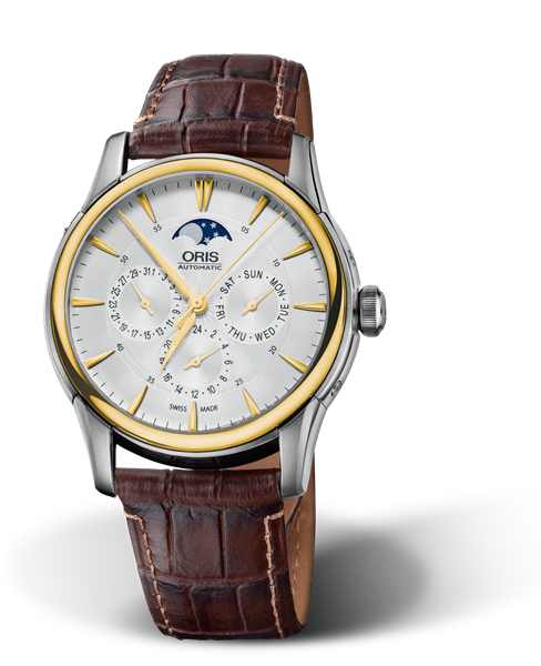 Artelier Complication 2007, 40.50mm, Grey, Leather Strap, Stainless steel crown, Multi-piece stainless steel case, yellow gold PVD plated top ring