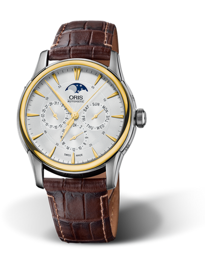 Artelier Complication 2007, 40.50mm, Grey, Leather Strap, Stainless steel crown, Multi-piece stainless steel case, yellow gold PVD plated top ring