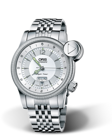 Flight TimerÂ² Day Date, 42mm, Grey, Stainless steel Strap, Stainless steel crown and vertical crown, Multi-piece stainless steel case