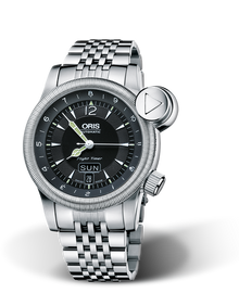 Flight TimerÂ² Day Date, 42mm, Black, Stainless steel Strap, Stainless steel crown and vertical crown, Multi-piece stainless steel case