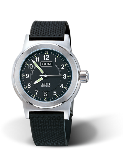 BC3 Day Date, 40mm, Black, Rubber Strap, Stainless steel crown, Multi-piece stainless steel case