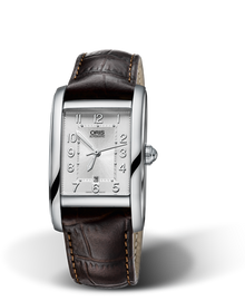 Rectangular Date, 25.00 x 39mm, Grey, Leather Strap, Stainless steel crown, Multi-piece stainless steel case