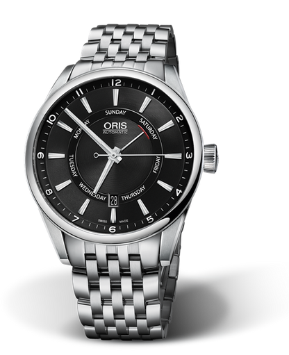 Artix Pointer Day, Date, 42mm, Black, Stainless steel Strap, Stainless steel crown, Multi-piece stainless steel case