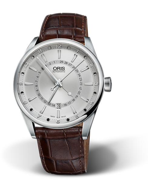 Artix Pointer Moon, Date, 42mm, Grey, Leather Strap, Stainless steel crown, Multi-piece stainless steel case