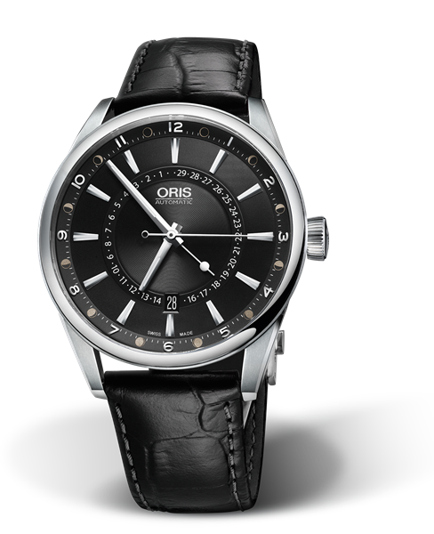 Artix Pointer Moon, Date, 42mm, Black, Leather Strap, Stainless steel crown, Multi-piece stainless steel case