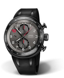 Darryl O'Young Limited Edition, 45.50mm, Grey, Rubber Strap, Stainless steel black PVD plated Oris Quick Lock security crown and pushers, Multi-piece titanium case, black plated, ceramic tachymeter scale top ring