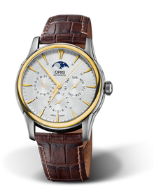 Artelier Complication, 40.50 mm, Grey, Leather Strap, Stainless steel crown, Multi-piece stainless steel case, yellow gold PVD plated top ring