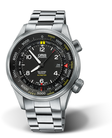 Big Crown ProPilot Altimeter with Feet Scale, 47mm, Black, Stainless steel Strap, Stainless steel screw-in security crown, Multi-piece stainless steel case