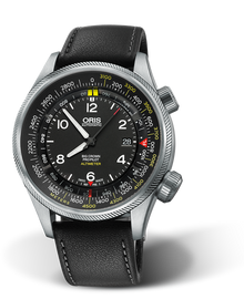 Big Crown ProPilot Altimeter with Meter Scale, 47mm, Black, Leather Strap, Stainless steel screw-in security crown, Multi-piece stainless steel case