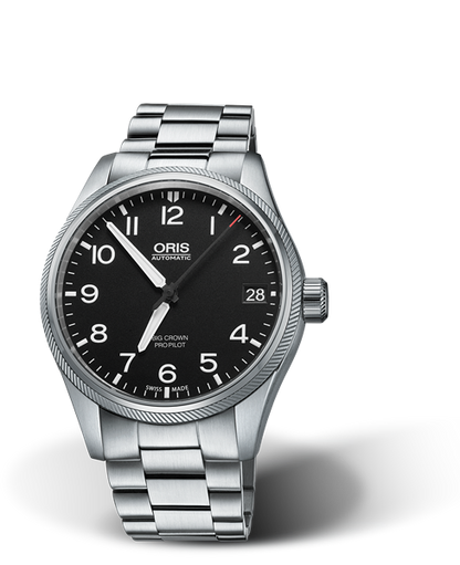 Big Crown ProPilot Big Date, 41.00 mm, Black, Stainless steel Strap, Stainless steel screw-in security crown, Multi-piece stainless steel case
