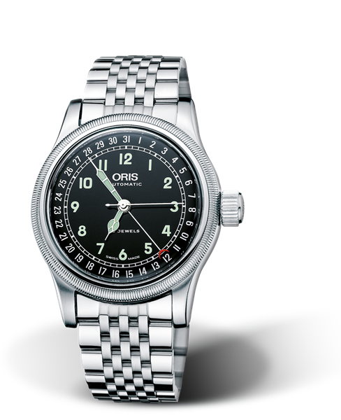Big Crown Original Pointer Date, 40mm, Black, Stainless steel Strap, Stainless steel crown, Multi-piece stainless steel case