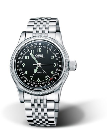 Big Crown Original Pointer Date, 40mm, Black, Stainless steel Strap, Stainless steel crown, Multi-piece stainless steel case