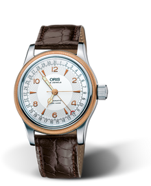 Big Crown Original Pointer Date, 40mm, Grey, Leather Strap, Stainless steel crown, Multi-piece stainless steel case, rose gold plated top ring