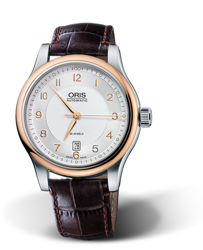 Classic Date 2006, 42mm, Grey, Leather Strap, Stainless steel crown, Multi-piece stainless steel case, rose gold plated top ring