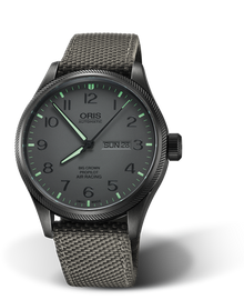 Air Racing Edition IV, 45mm, Grey, Textile Strap, Stainless steel screw-in security crown, black DLC plated, Multi-piece stainless steel case, black DLC plated