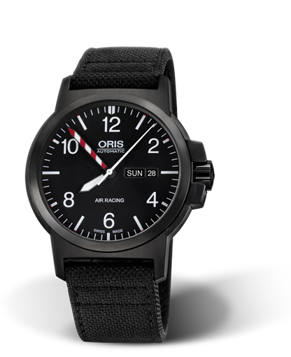 Air Racing Edition III, 42mm, Black, Textile Strap, Stainless steel screw-in security crown, Multi-piece stainless steel case