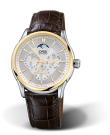 Artelier Complication 2007, 40mm, Grey, Leather Strap, Stainless steel crown, Multi-piece stainless steel case, yellow gold PVD plated top ring