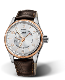 Big Crown Small Second, Pointer Day, 44mm, Grey, Leather Strap, Stainless steel screw-in security crown, Multi-piece stainless steel case, rose gold PVD plated top ring