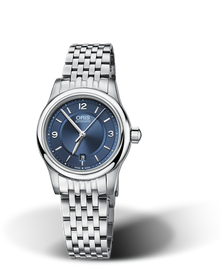 Classic Date, 28.50mm, Blue, Stainless steel Strap, Stainless steel crown, Multi-piece stainless steel case