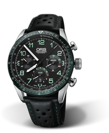 Calobra Chronograph Limited Edition II, 44mm, Black, Leather Strap, Stainless steel screw-in security crown and pushers, Multi-piece stainless steel case, ceramic minutes scale top ring