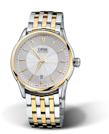 Artelier Date, 40mm, Grey, Stainless steel Strap, Stainless steel crown, Multi-piece stainless steel case, yellow gold PVD plated top ring