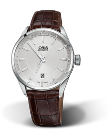 Artix Date, 39mm, Grey, Leather Strap, Stainless steel crown, Multi-piece stainless steel case