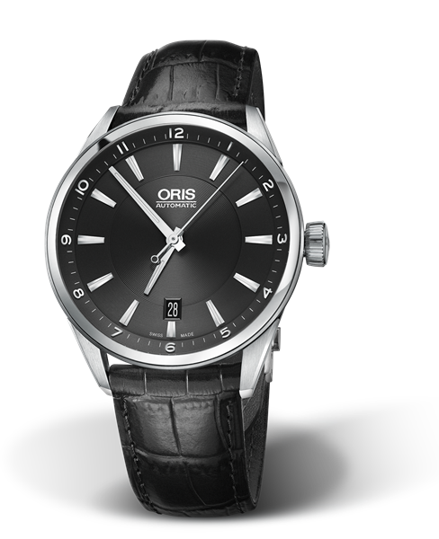 Artix Date, 39mm, Black, Leather Strap, Stainless steel crown, Multi-piece stainless steel case