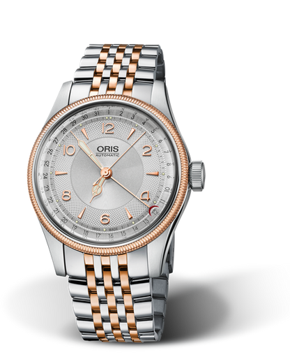 Big Crown Original Pointer Date, 40mm, Grey, Stainless steel Strap, Stainless steel crown, Multi-piece stainless steel case, rose gold PVD plated