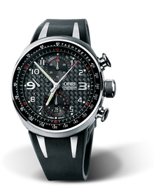 TT3 Chronograph, 42.50mm, Black, Rubber Strap, Stainless steel Oris Quick Lock security crown and pushers, Multi-piece titanium case, tachymeter scale top ring
