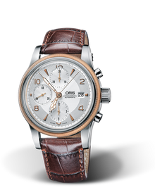Big Crown Chronograph, 42mm, Grey, Leather Strap, Stainless steel crown and pushers, Multi-piece stainless steel case, rose gold plated top ring