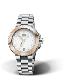 Aquis Date, 36.00 mm, White, Stainless steel Strap, Stainless steel screw-in security crown, Multi-piece stainless steel case, Cermet minutes scale top ring