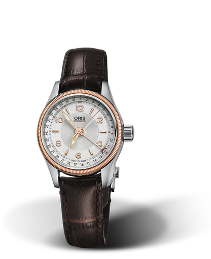 Big Crown Pointer Date, 29mm, Grey, Leather Strap, Stainless steel screw-in security crown, Multi-piece stainless steel case