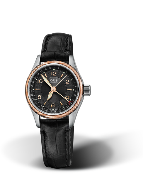 Big Crown Pointer Date, 29mm, Black, Leather Strap, Stainless steel screw-in security crown, Multi-piece stainless steel case